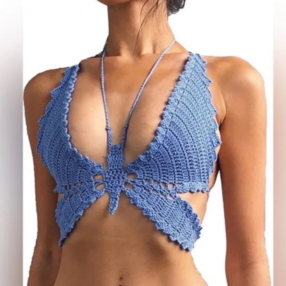 NWT Zara butterfly crochet top